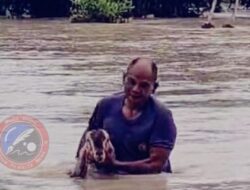 Aksi Heroik Kapolsek Purwosari Iptu Subeki Selamatkan Kambing Milik Warga yang Terjebak Banjir